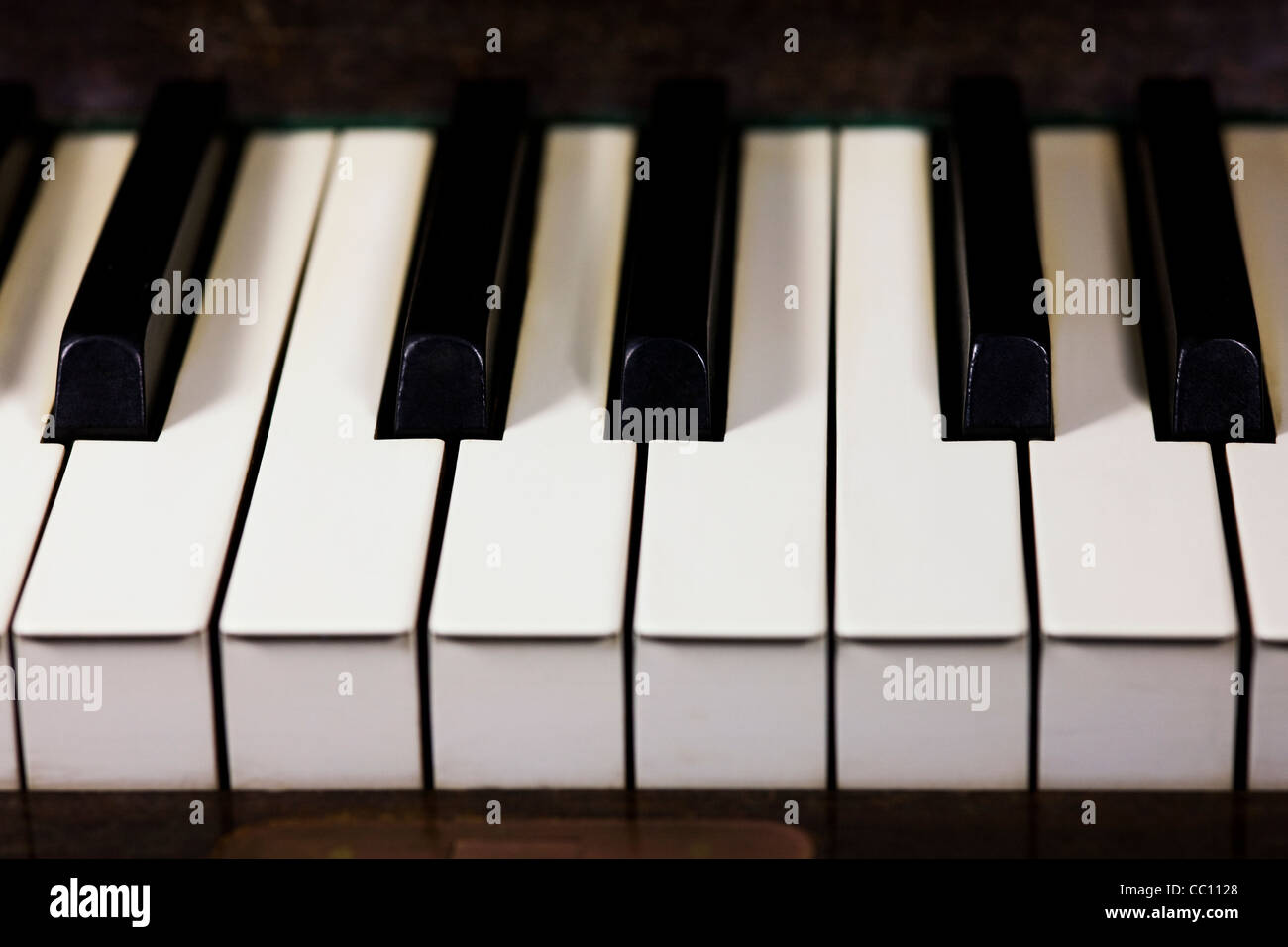 In prossimità di una tastiera di pianoforte. Foto Stock
