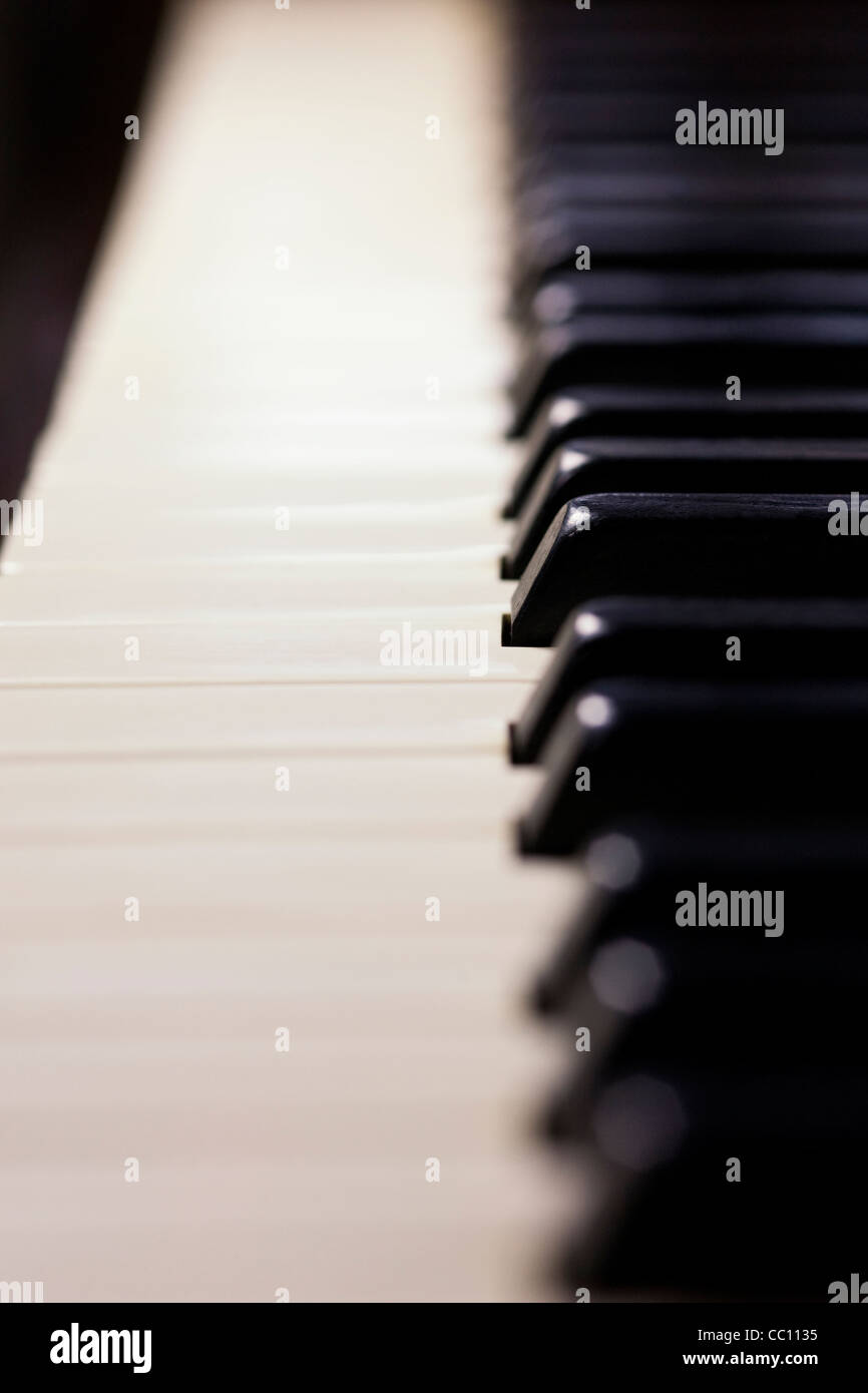 Ravvicinata di una tastiera di pianoforte. Foto Stock