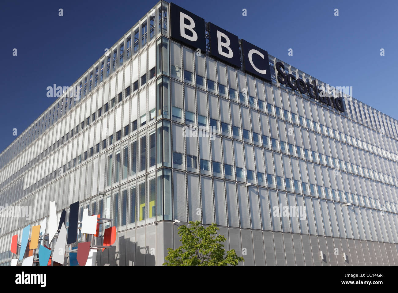 BBC Scotland HQ, Pacific Quay, Glasgow, Scozia, Regno Unito Foto Stock