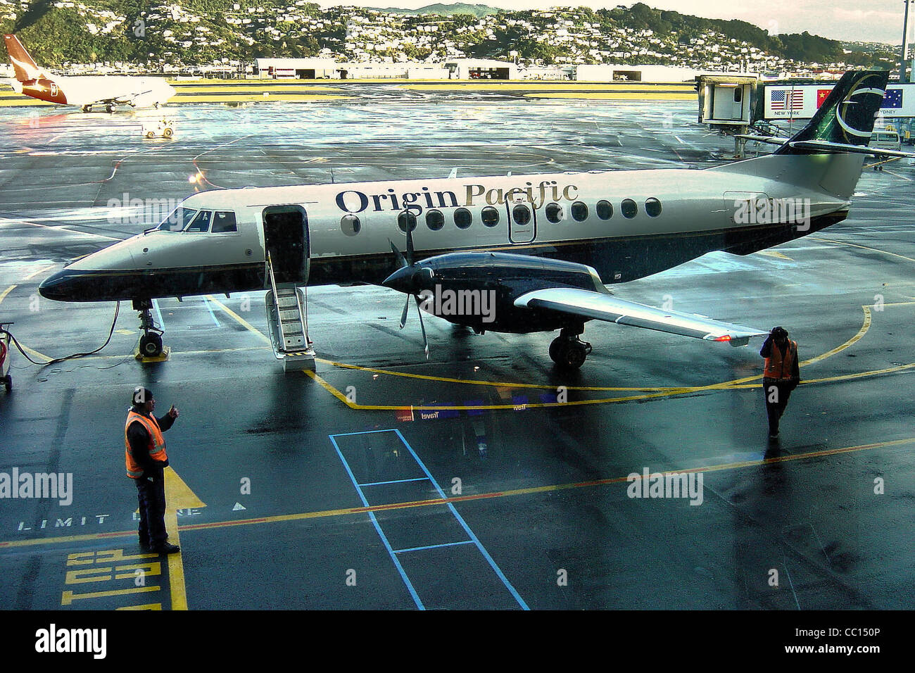 Origine pacifico aereo Jetstream, dall'Aeroporto di Wellington, Giugno 2004 Foto Stock