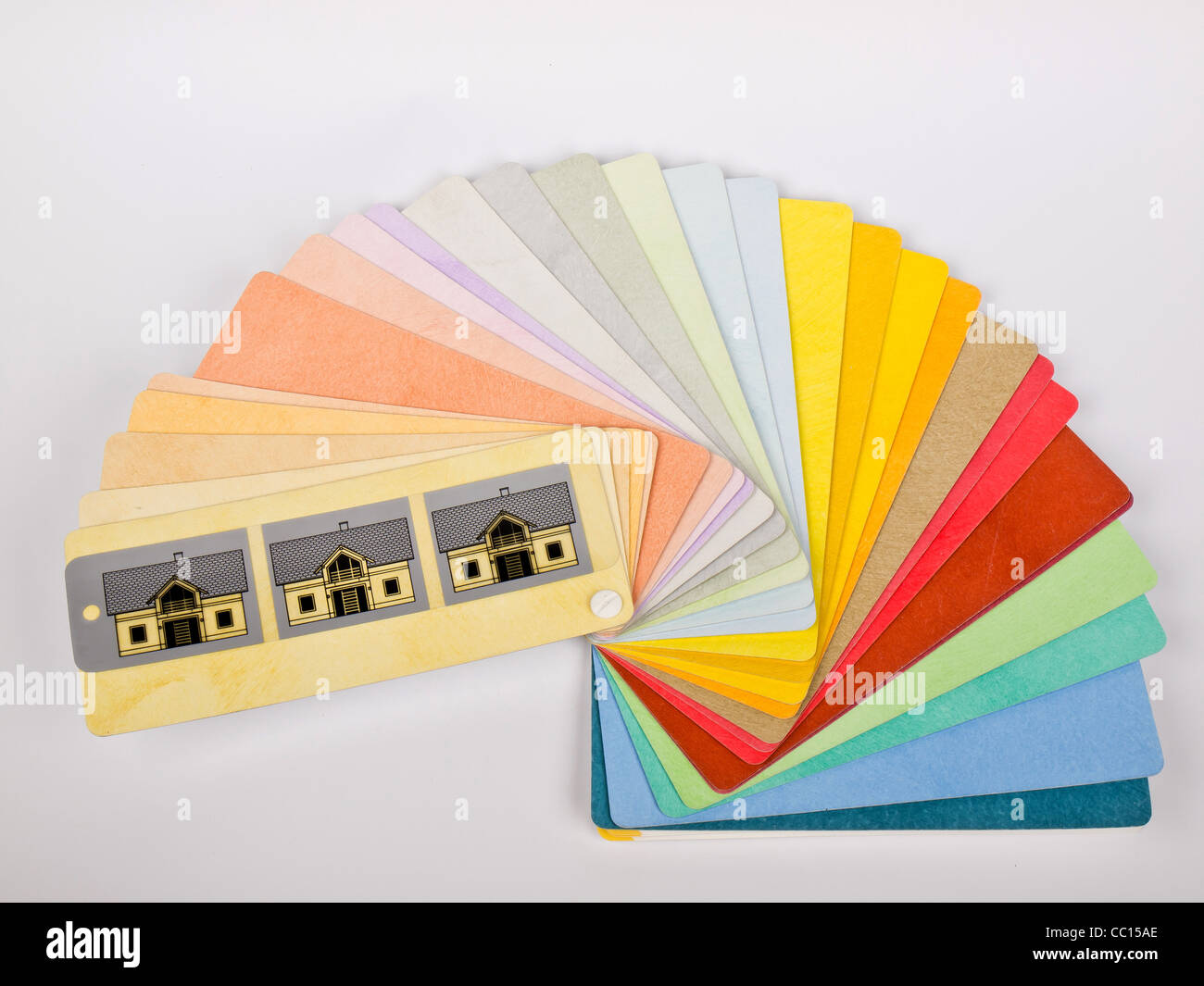 Campione di colore con case colorate Foto Stock