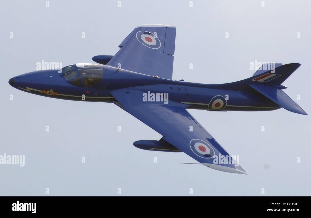 Hawker Hunter T.7 "Blue Diamond" (XL577, G-BXKF) del Delta getti flotta, all aeroporto di Kemble Open Day, Foto Stock