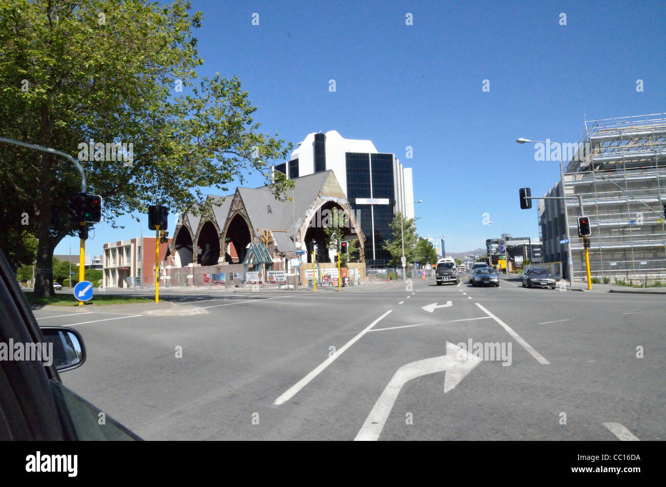 Terra di Quake edificio danneggiato Christchurch Nuova Zelanda Foto Stock