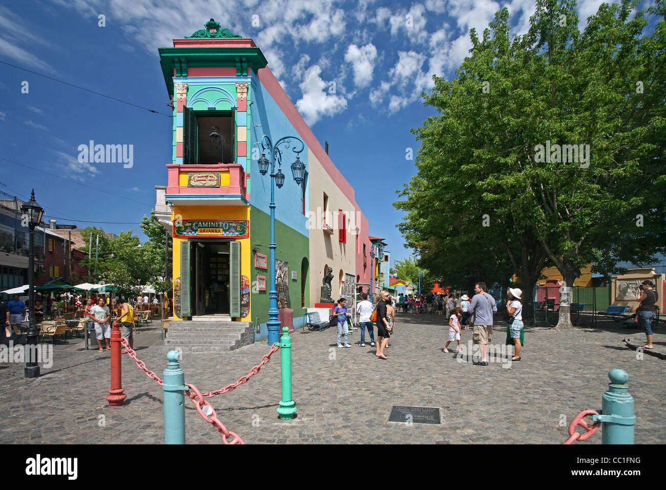 Il Caminito del tango lore nel barrio La Boca, Buenos Aires, Argentina Foto Stock