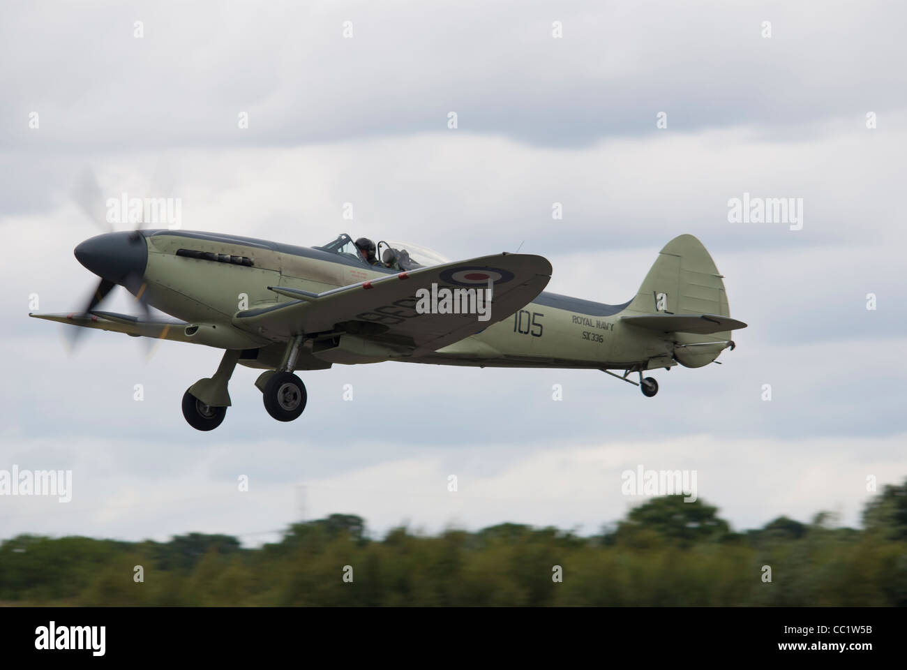 Seafire display in Yorkshire Air Museum Supermarine Seafire F Mk XVII Foto Stock