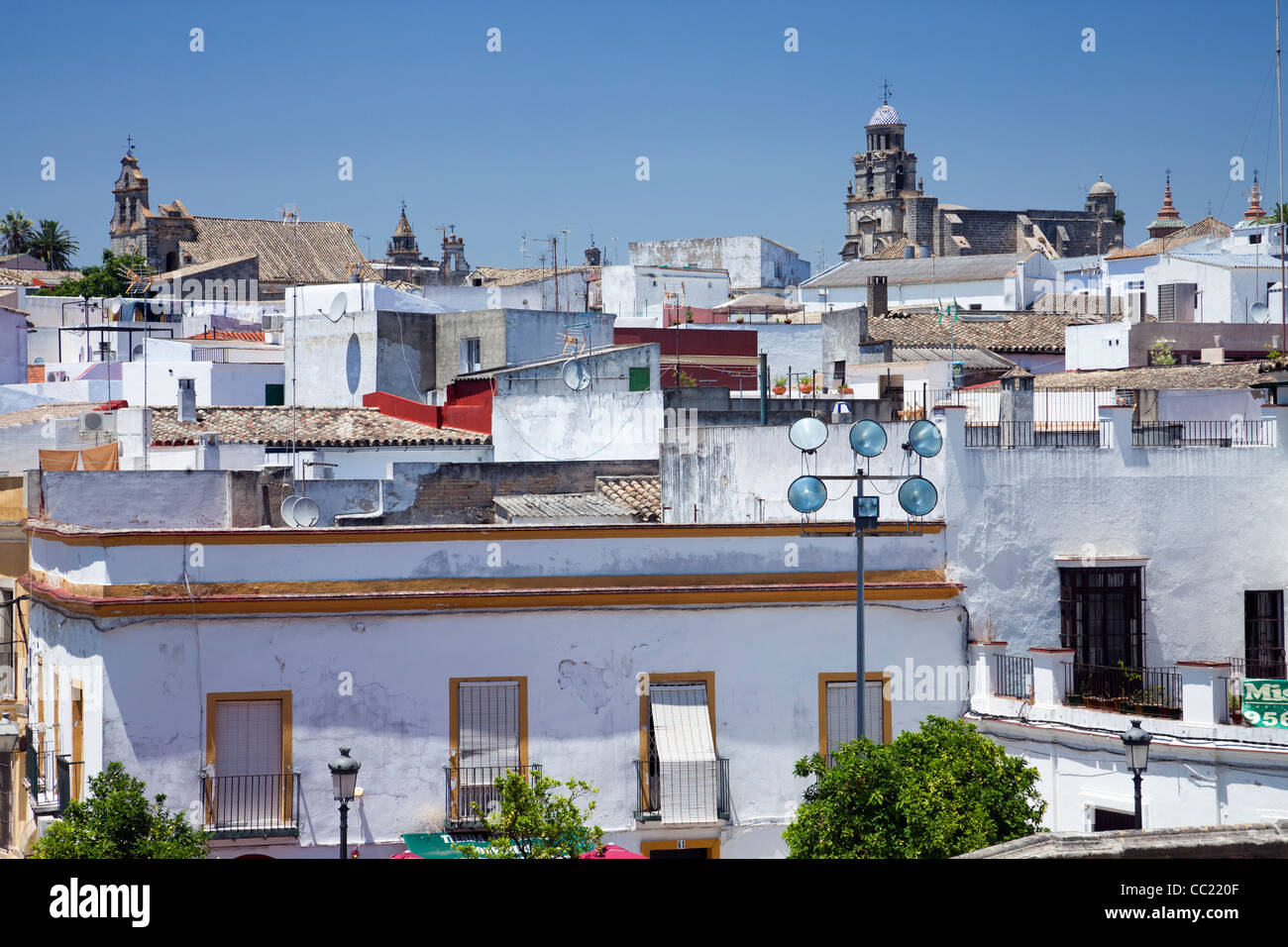 Vista della parte centrale di Jerez de la Frontera, Spagna Foto Stock