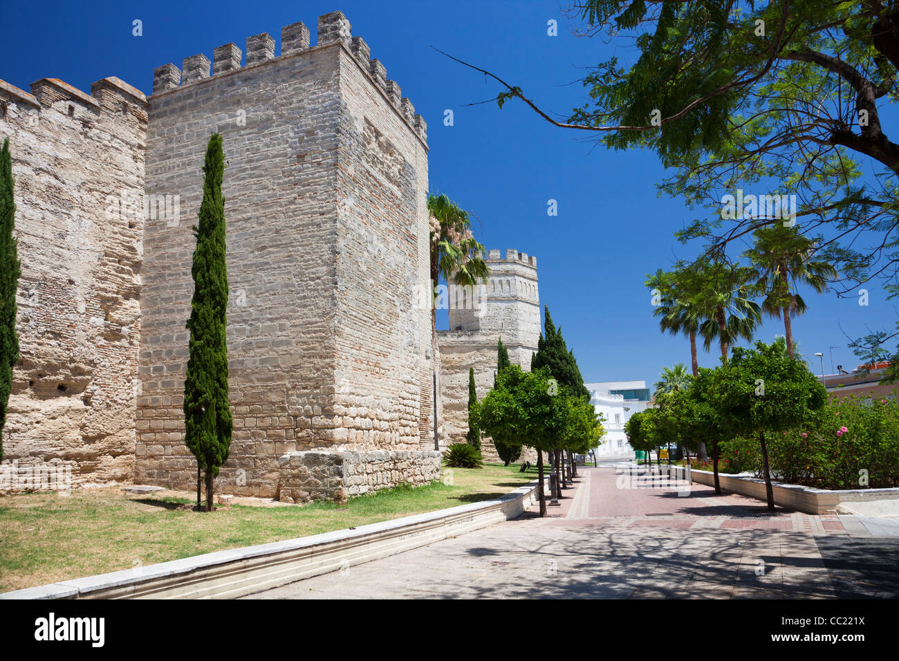 Pareti di Alcazar in Jerez de la Frontera Foto Stock