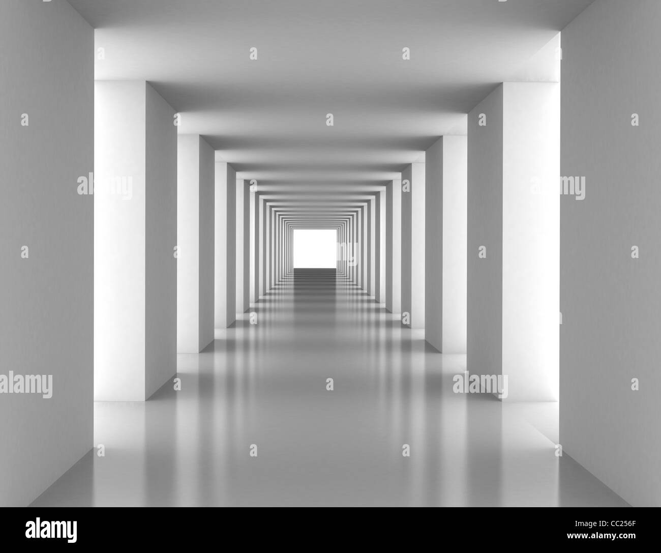 Tunnel con parete bianca. Computer immagine generata Foto Stock