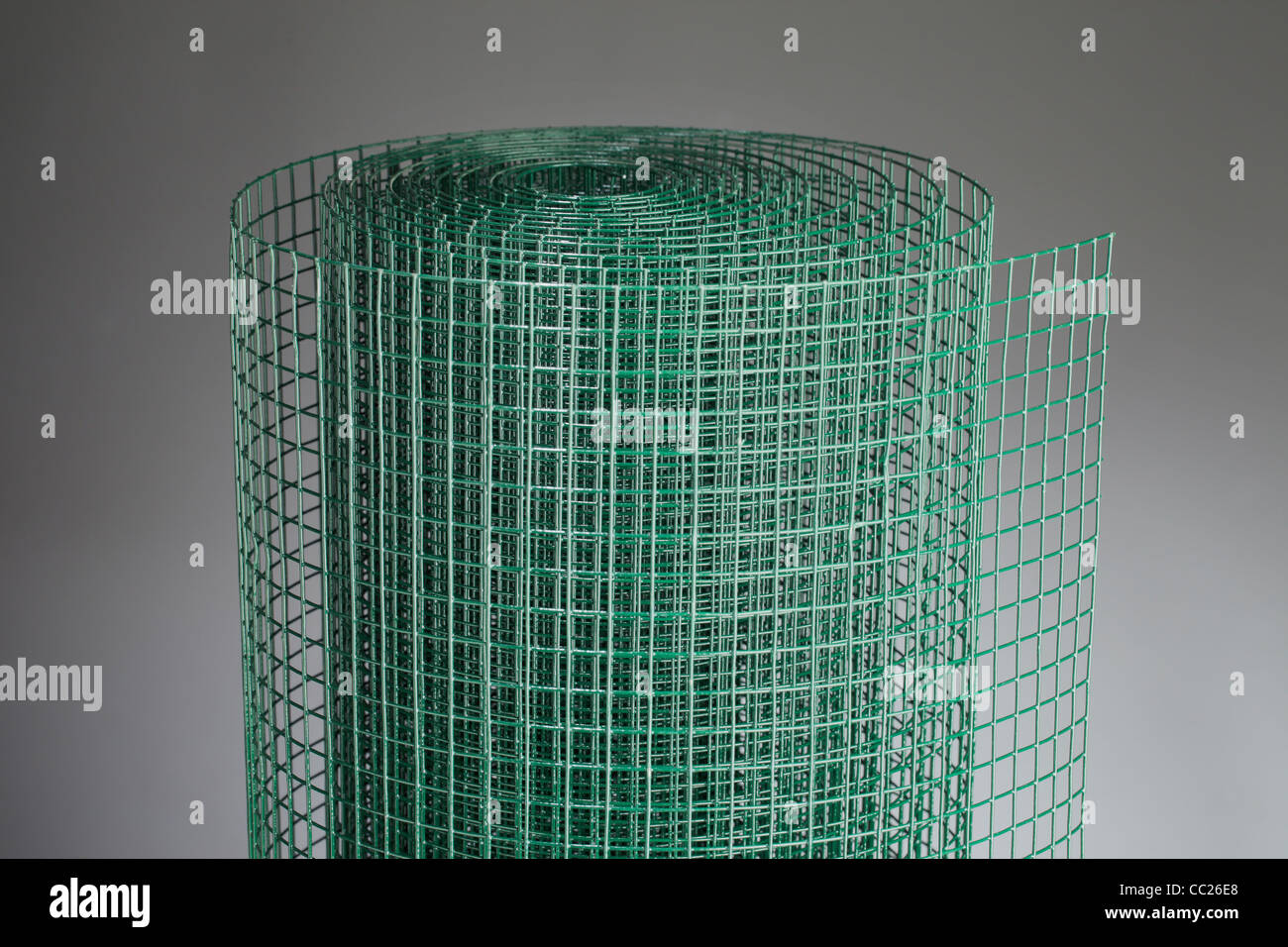 Verde rivestita di rete metallica utilizzata nel giardinaggio da proteggere le piante da animali. Foto Stock