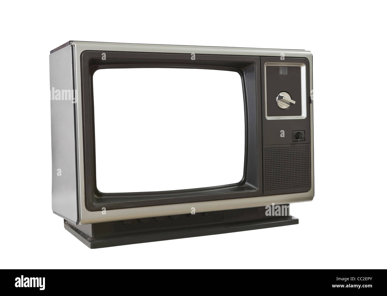 Vintage televisione vuota isolata su bianco. Foto Stock