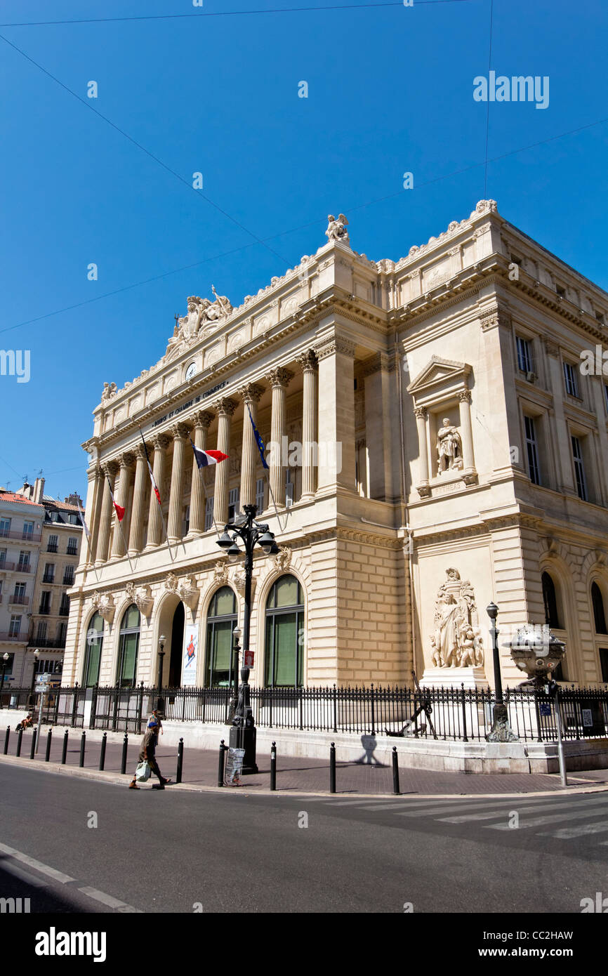 Il Palais de la Bourse, Canebière street a Marsiglia, Francia. Foto Stock