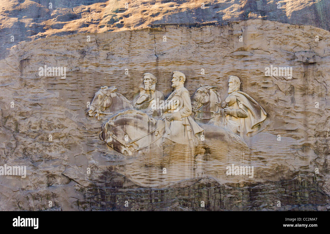 Stati Uniti d'America, Georgia, Stone Mountain, bassorilievi raffiguranti i leader Confederati Foto Stock