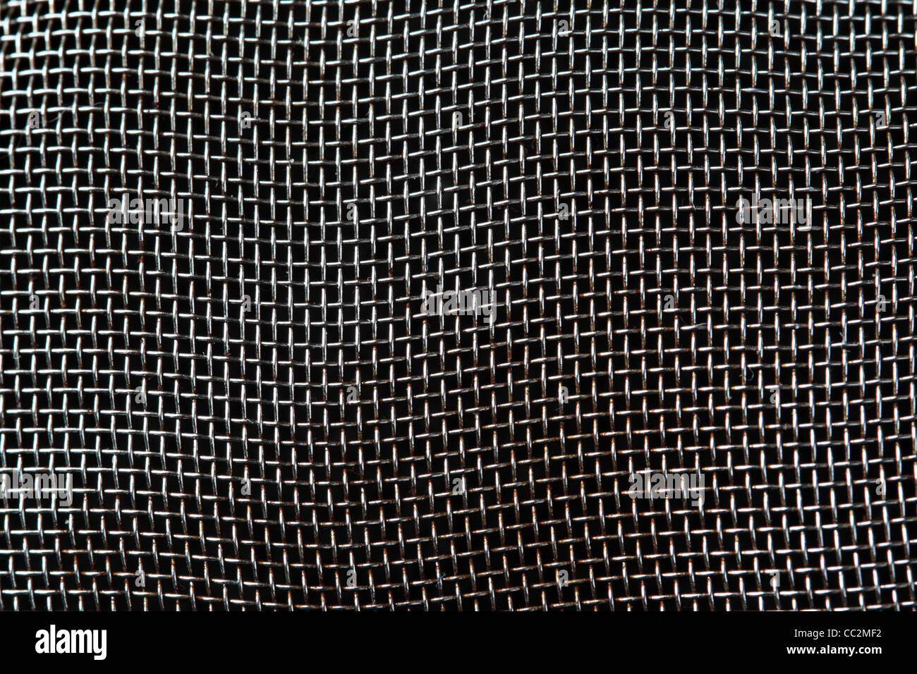 Macro di argento in tessuto a maglia metallica lo sfondo dello schermo Foto Stock
