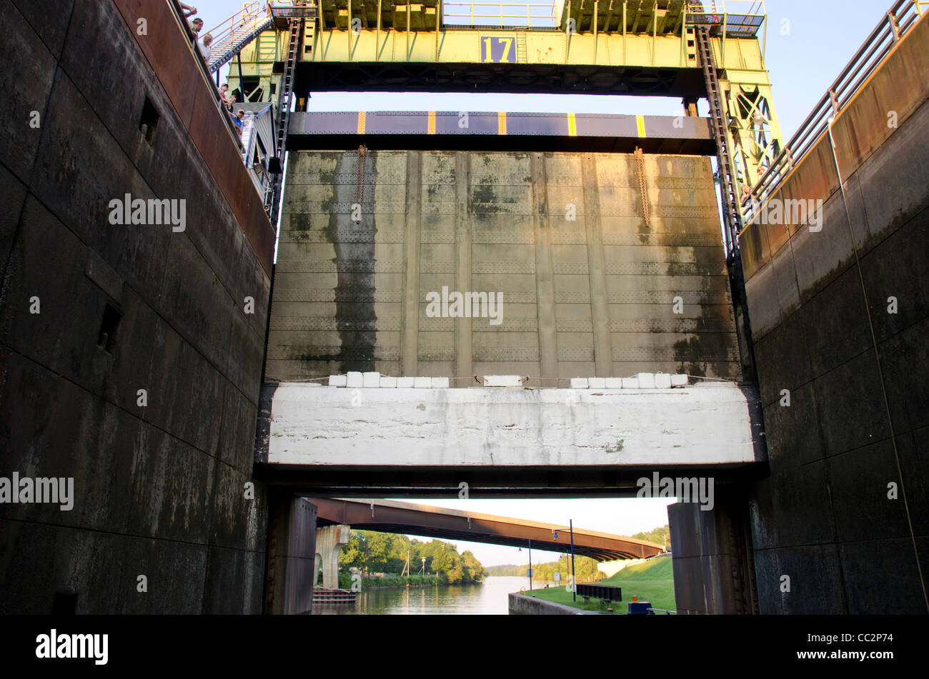 New york, Canale Erie, Mohawk River. serratura 17 a Little Falls. Foto Stock