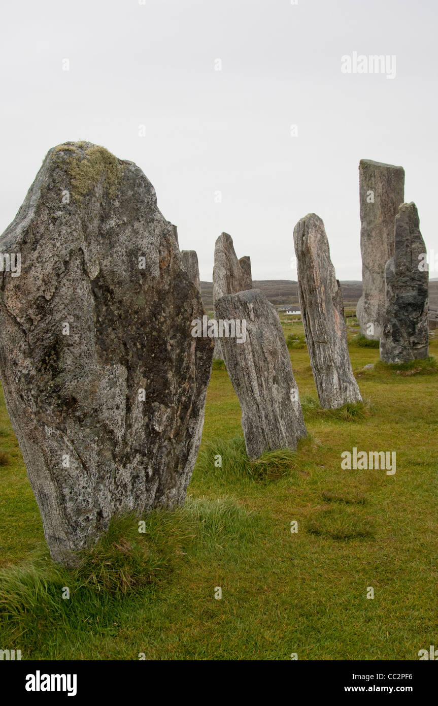 La Scozia, Ebridi Esterne, isola di Lewis, stornoway. Le pietre di callanish (aka clachan chalanais), cerchio di pietra. Foto Stock