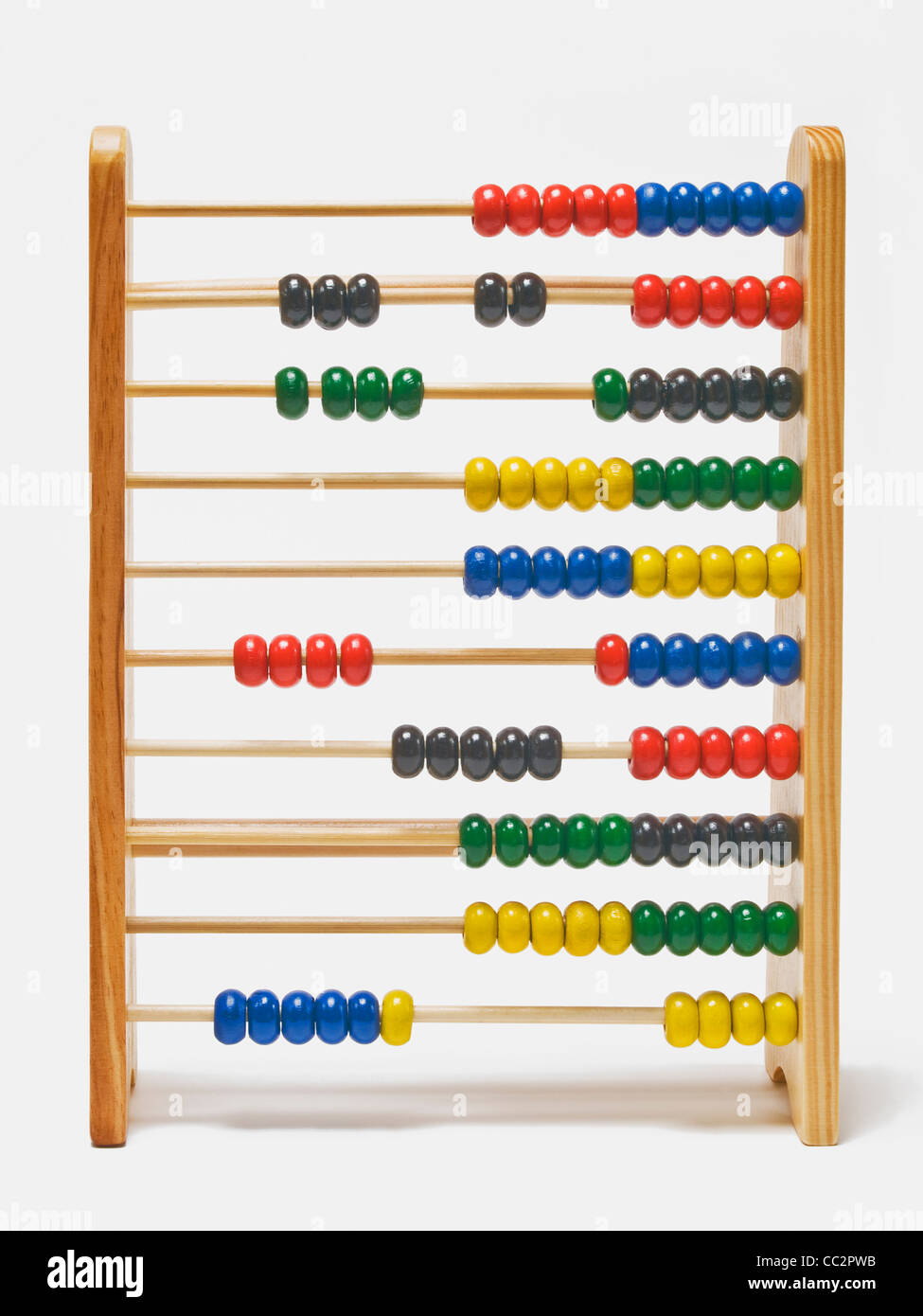 Dettaglio foto di una calcolatrice con le palle colorate Foto Stock