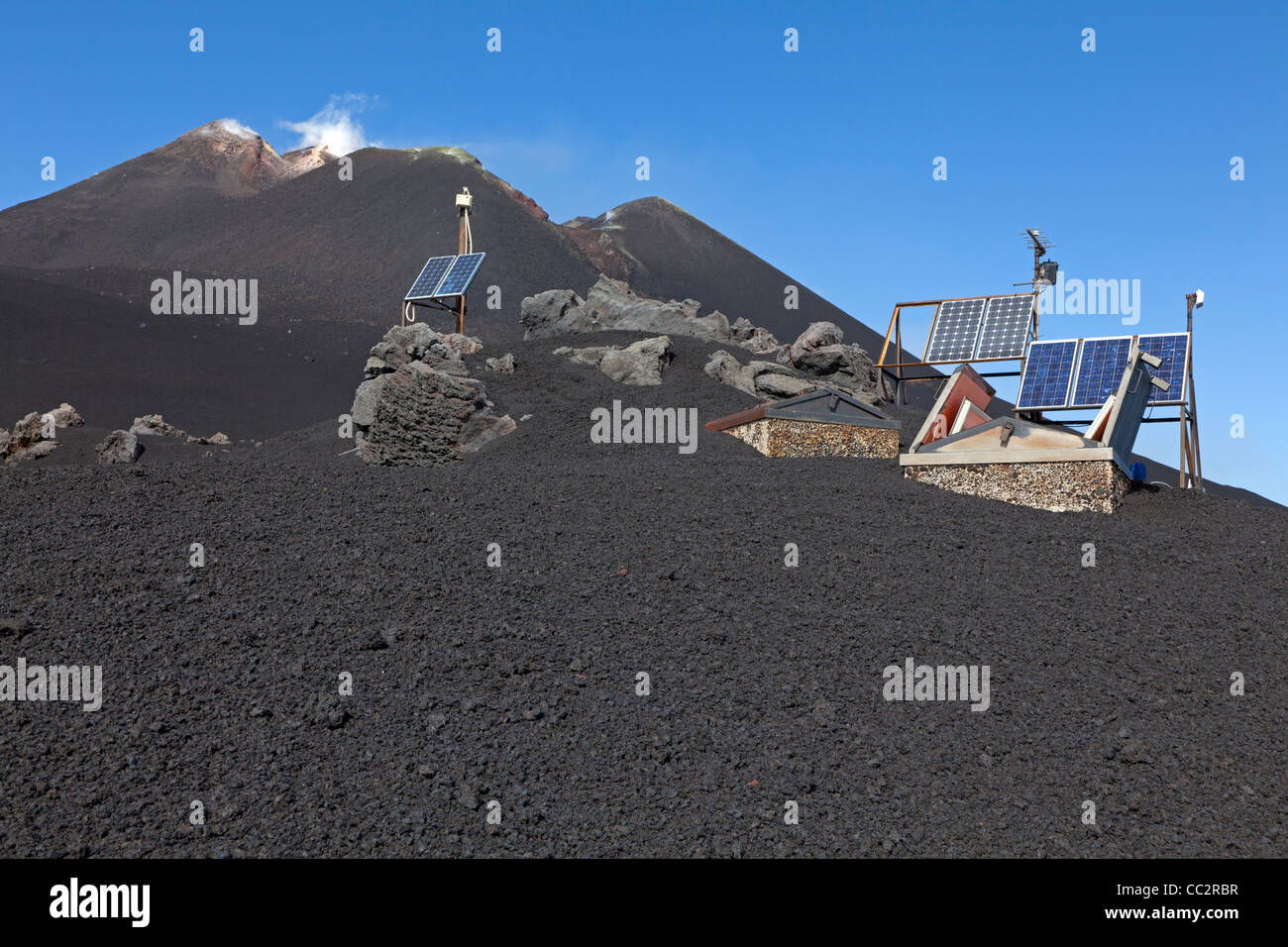 Stazione di misurazione al Monte Etna, Sicilia, Italia Foto Stock