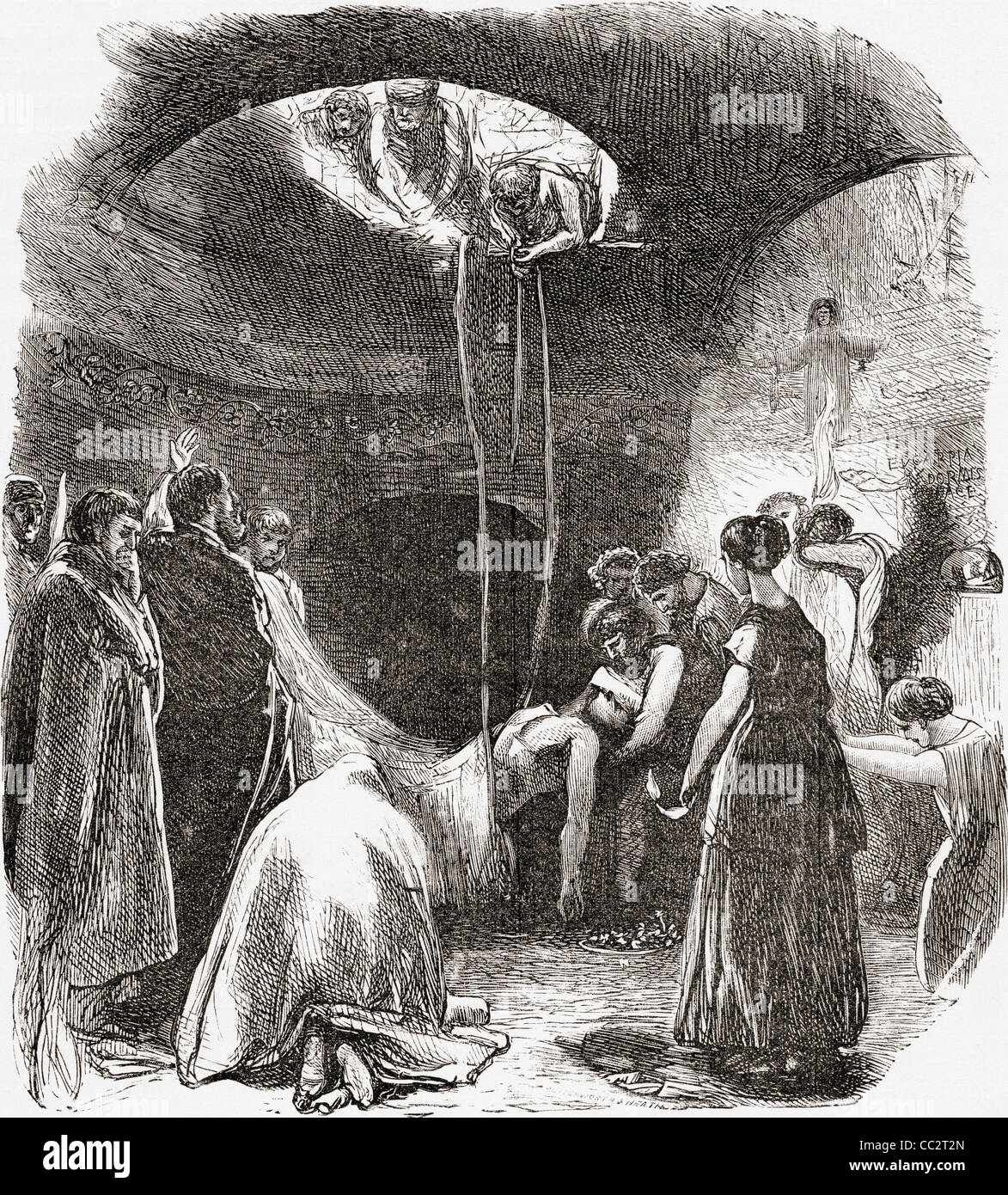 Un inizio di cristiana sepoltura nelle Catacombe di Roma, Italia. Da Italiano Foto di p. Samuel Manning, pubblicato c.1890. Foto Stock