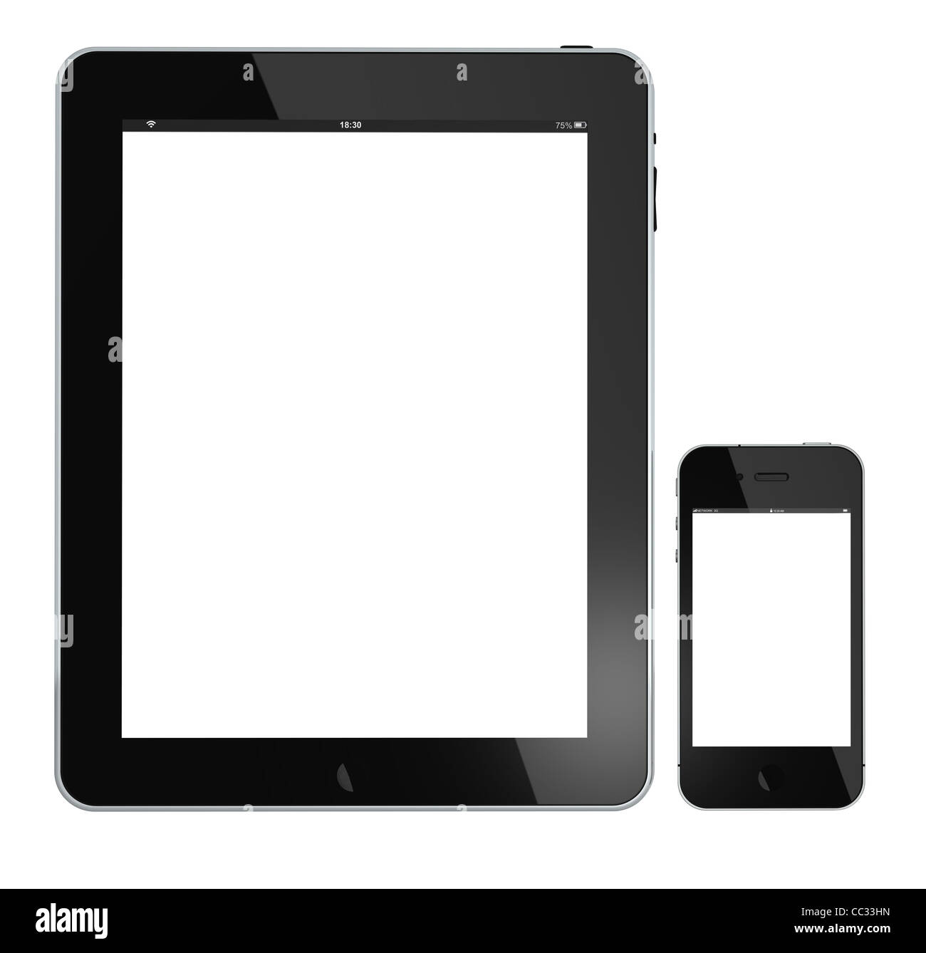 Il nuovo iPad di Apple computer portatile tablet e iphone 4G Foto Stock