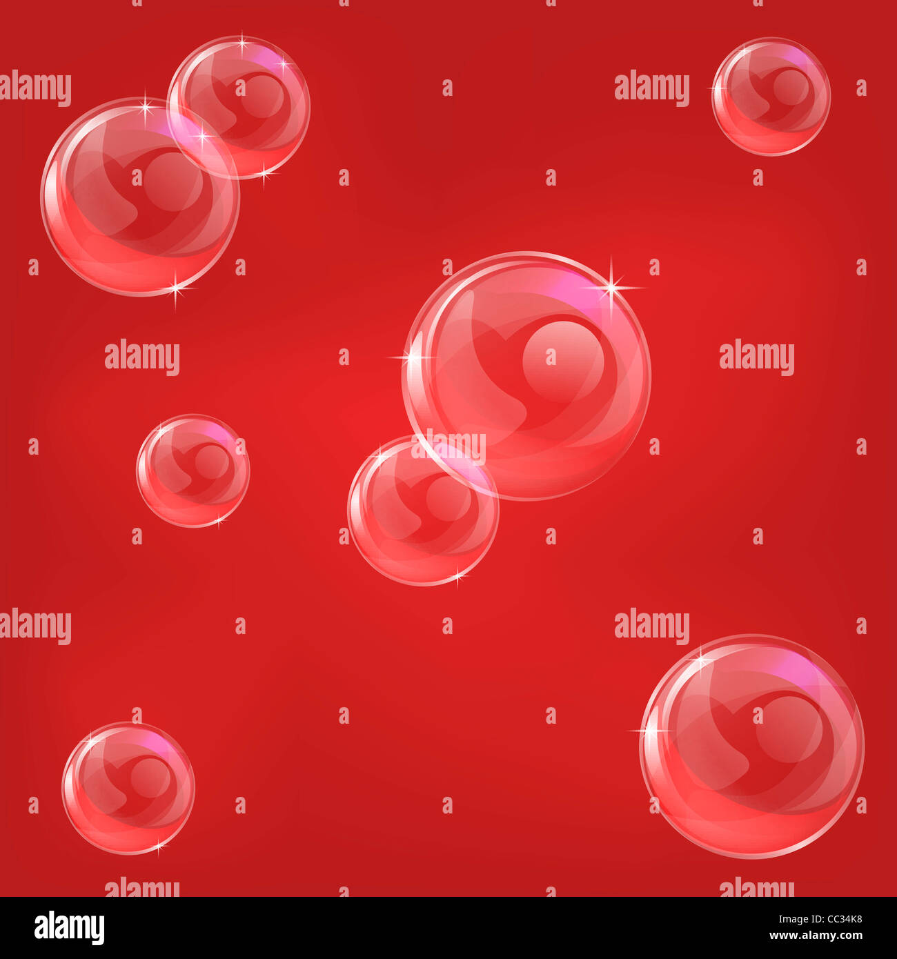 Un tiling perfettamente trasparente rosso sfondo di bolle Foto Stock