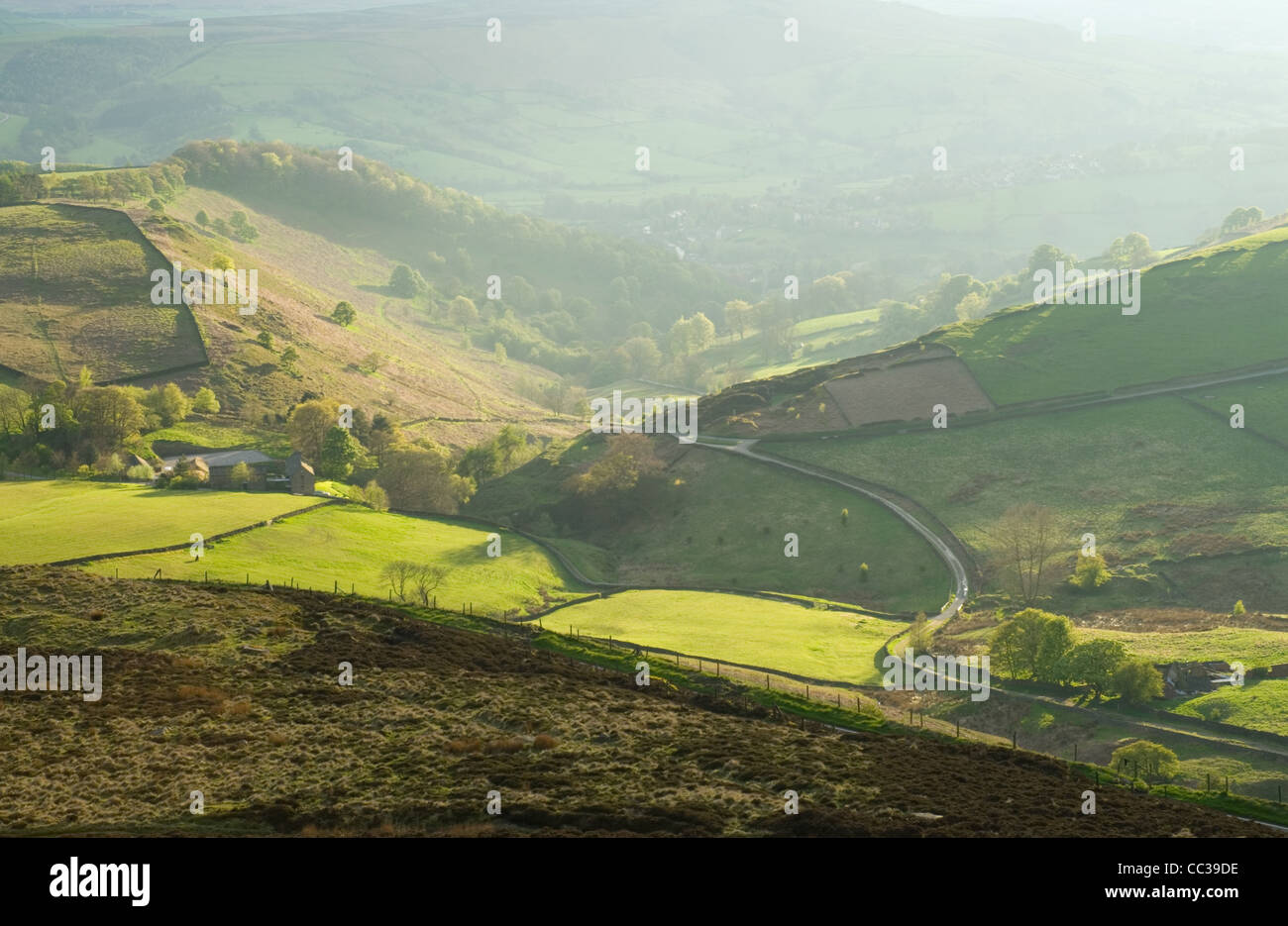 Scena di paesaggio del Parco Nazionale di Peak District Foto Stock
