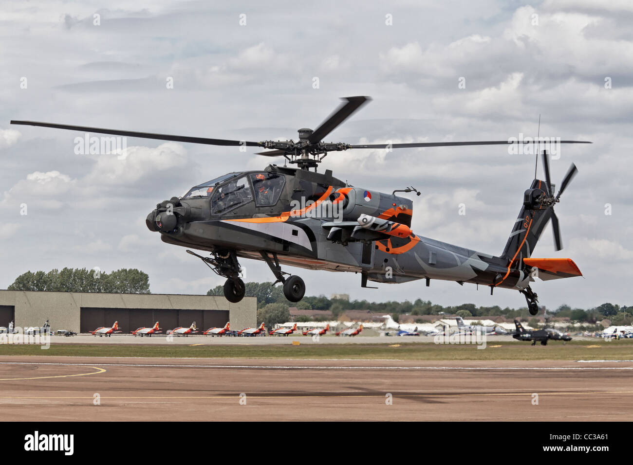 Boeing AH64 Apache elicottero d'assalto dell'aviazione reale dei Paesi Bassi Foto Stock