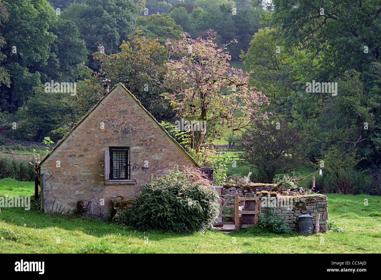 Cotswold cottage di campagna nella luce del sole Foto Stock