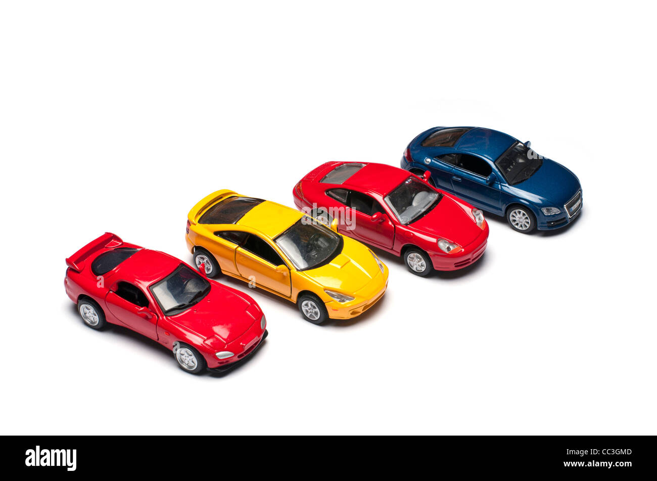 Quattro giocattolo auto sportive Foto Stock