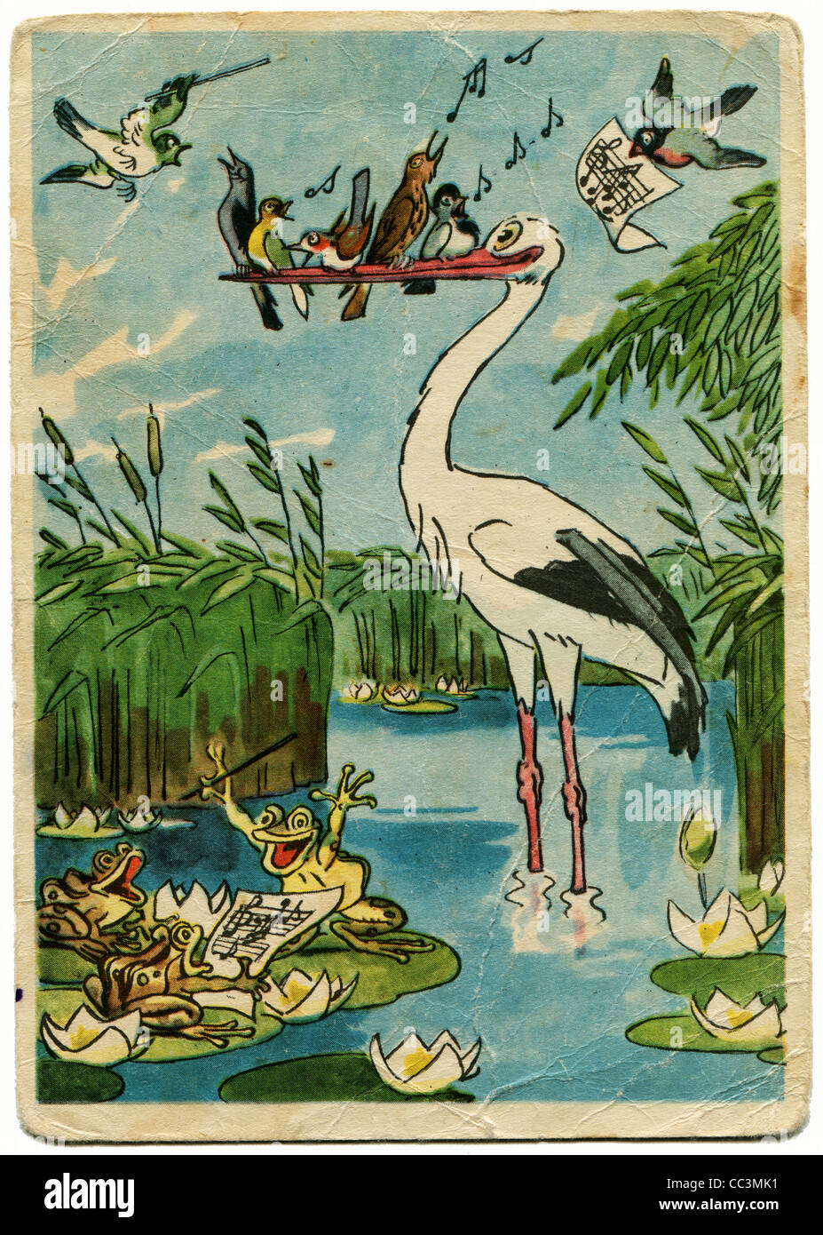 Unione Sovietica - circa 1958: cartolina stampato in URSS mostra foto dell'artista Alex Bazhenov - grande concerto, circa 1958 Foto Stock