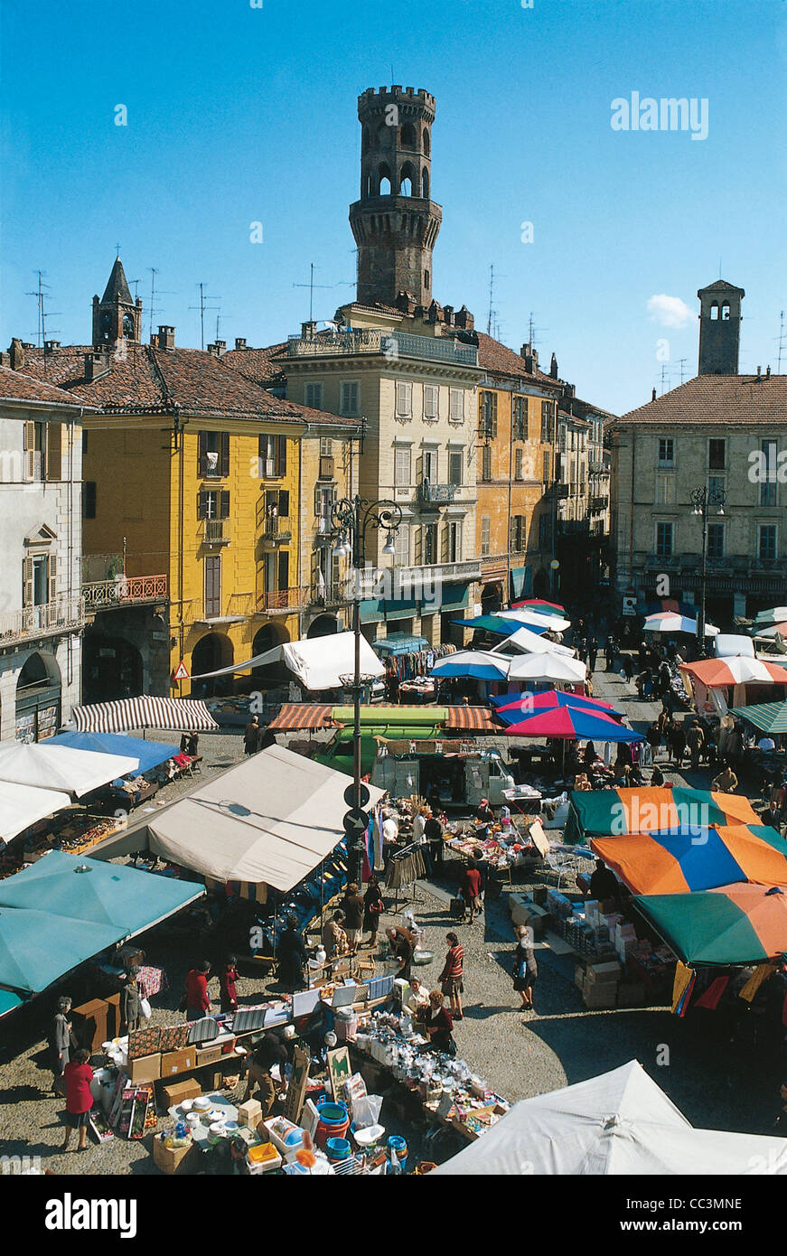 Vercelli Piemonte Piazza Cavour Mercato Foto Stock