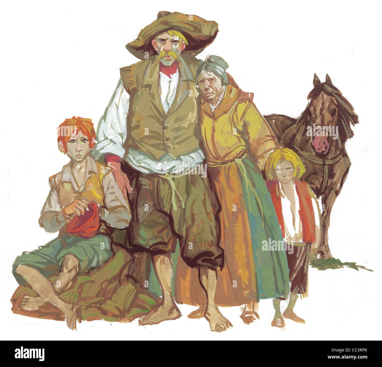 In Germania il XVII secolo. Famiglia contadina. La pittura di caffè Foto Stock