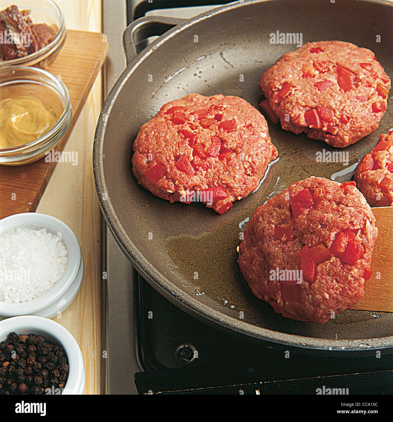 Cucina: hamburger, bistecche Haches Aux 5 Acciuga Acciuga Foto Stock