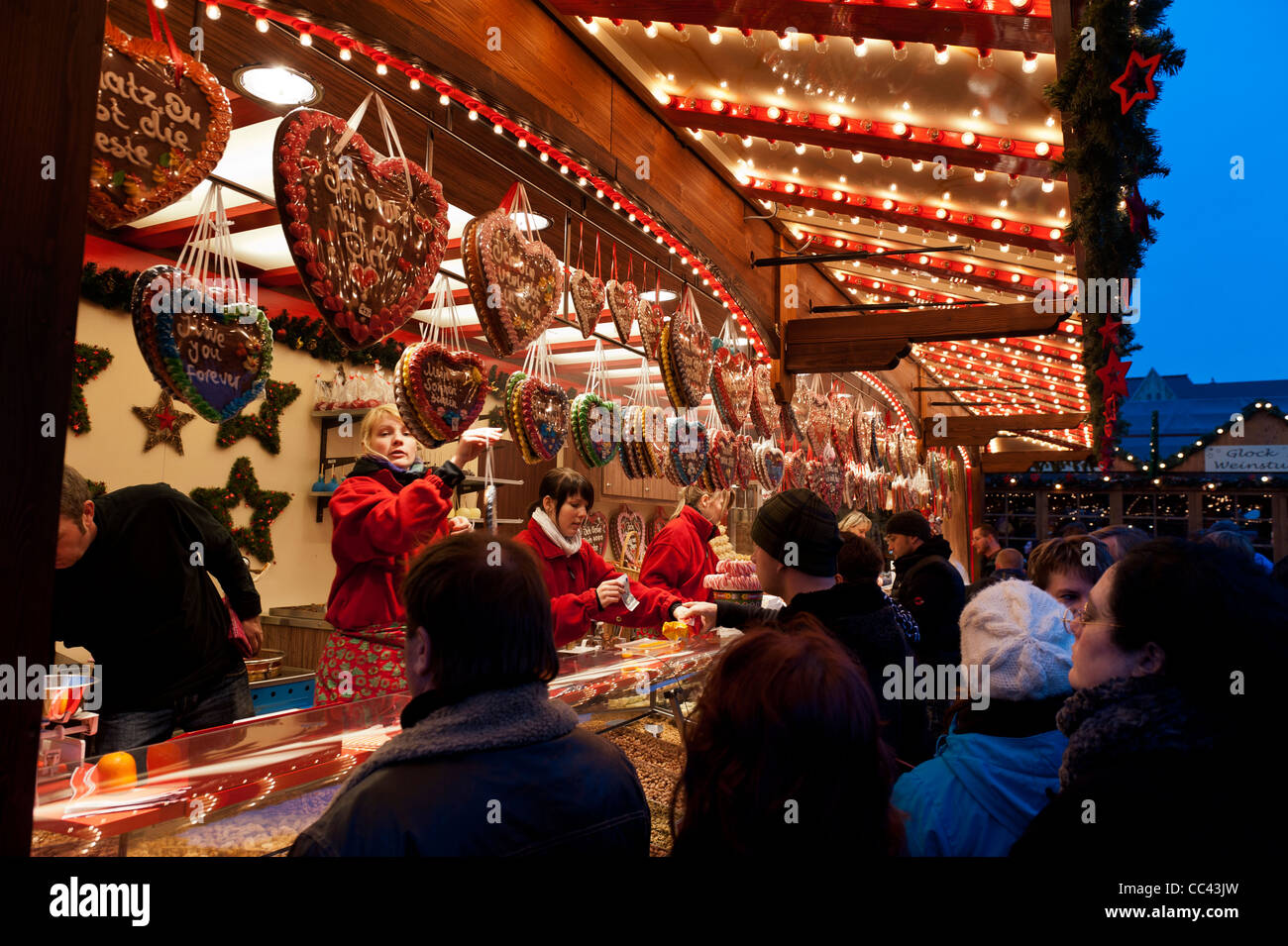 Gingerbread stallo. Erfurt mercatino di Natale Turingia Germania Europa Foto Stock