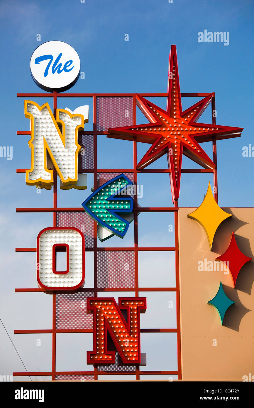 Stati Uniti d'America, Nevada, Las Vegas, il centro, la vecchia insegna al neon Foto Stock