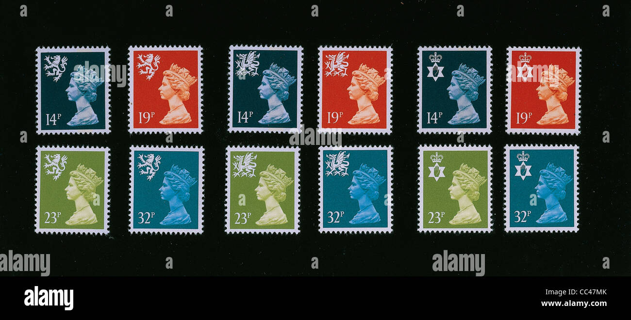 Gran Bretagna francobolli Queen Elizabeth II questioni regionali Foto Stock