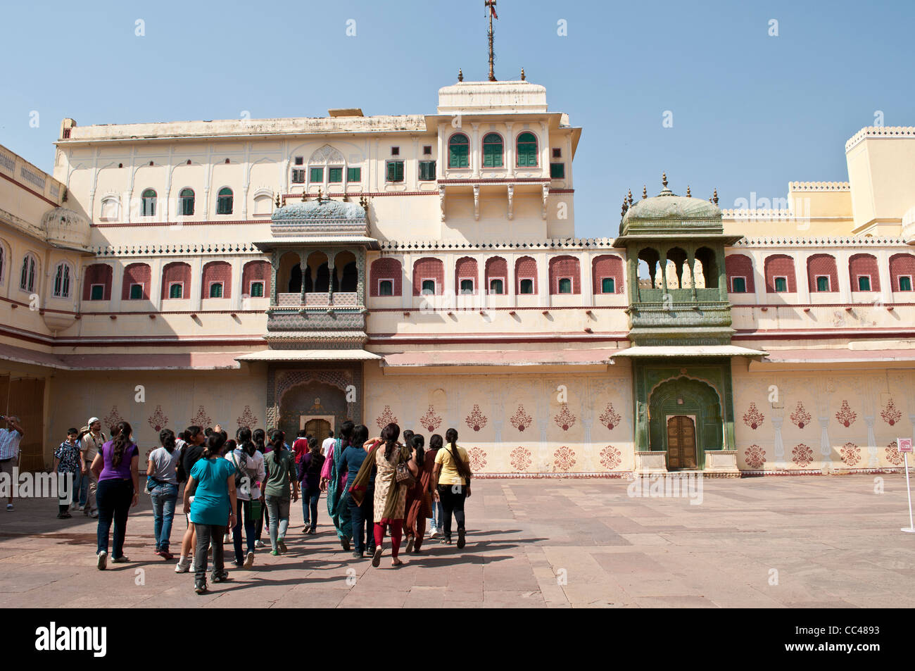 Peacock cortile o Pritam Niwas Chowk, City Palace, a Jaipur, India Foto Stock