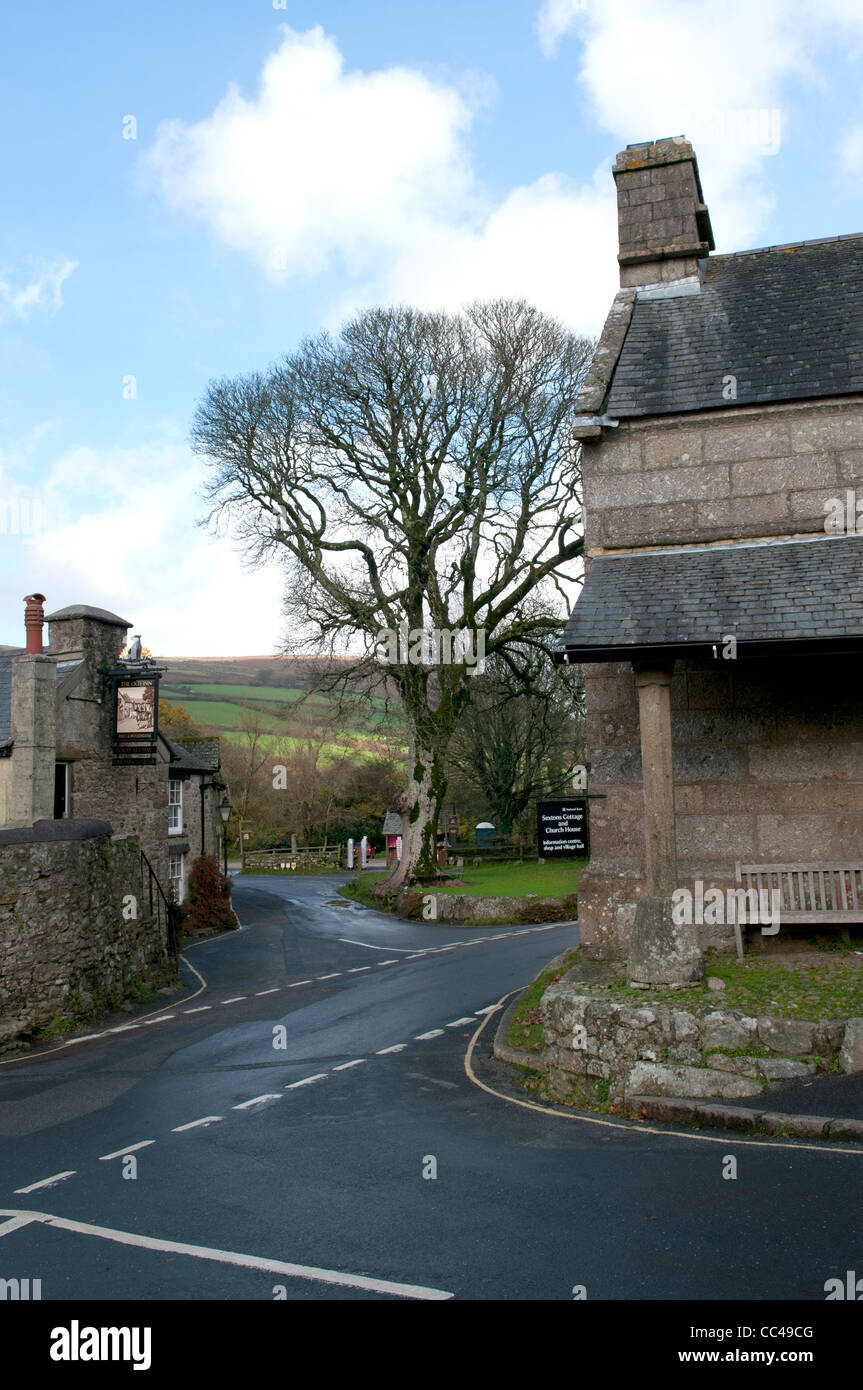 La Old Inn at Widecombe-nel-Moor, su Dartmoor in Devon Foto Stock