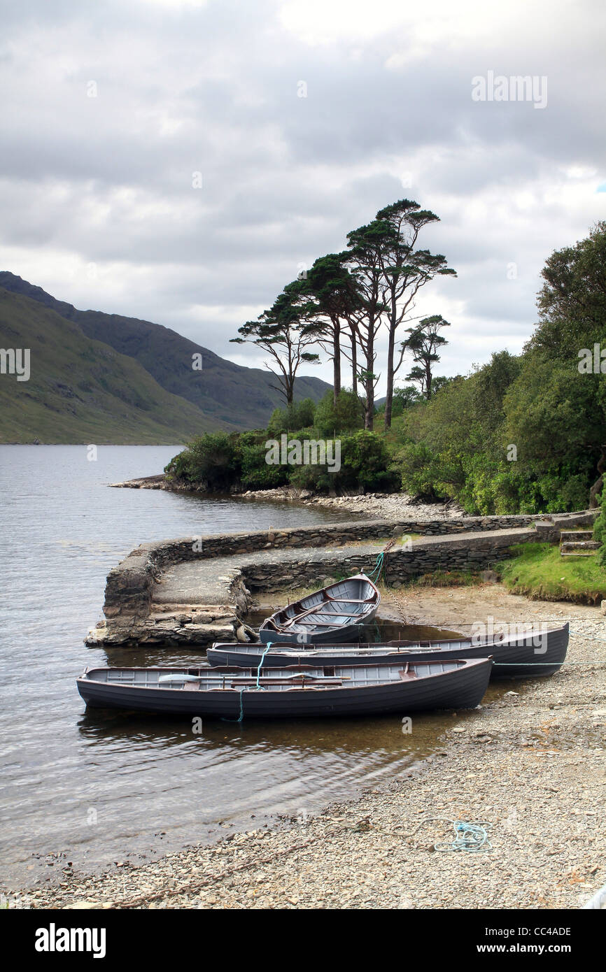 Barche da pesca a Doo Lough Co. Mayo . L'Irlanda Foto Stock
