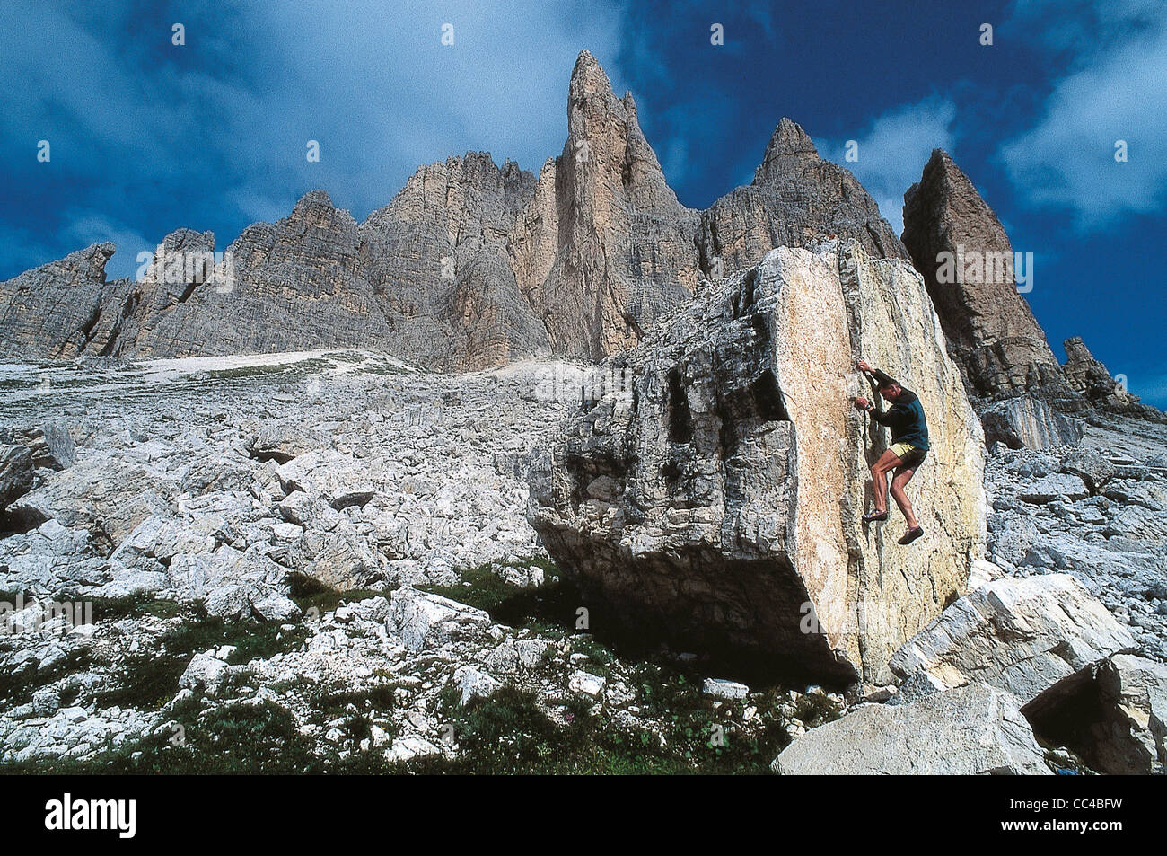 Tirolo Pndolomiti sesto di arrampicata libera Foto Stock