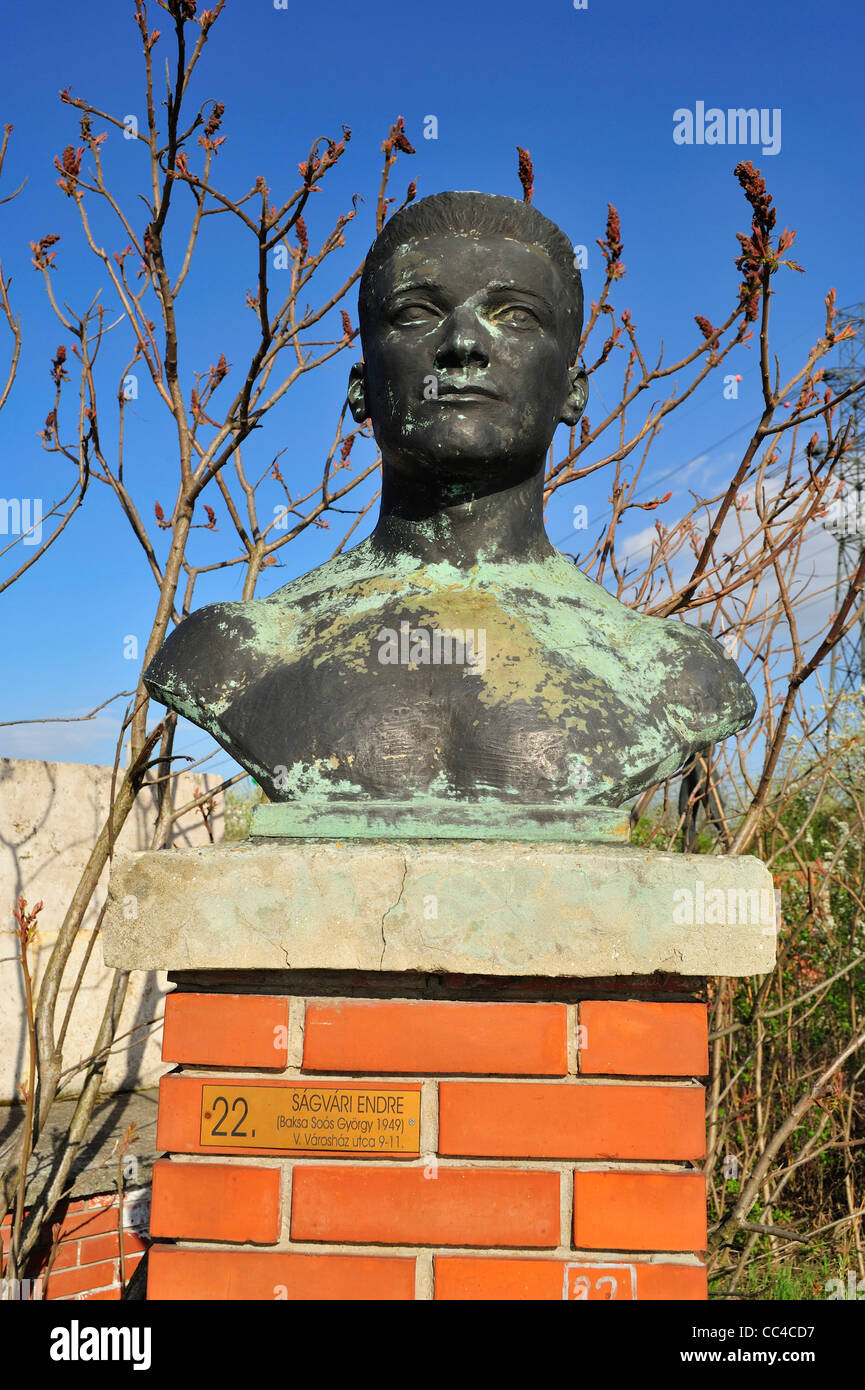 Endre Ságvári busto, Memento Park, Budapest, Ungheria Foto Stock