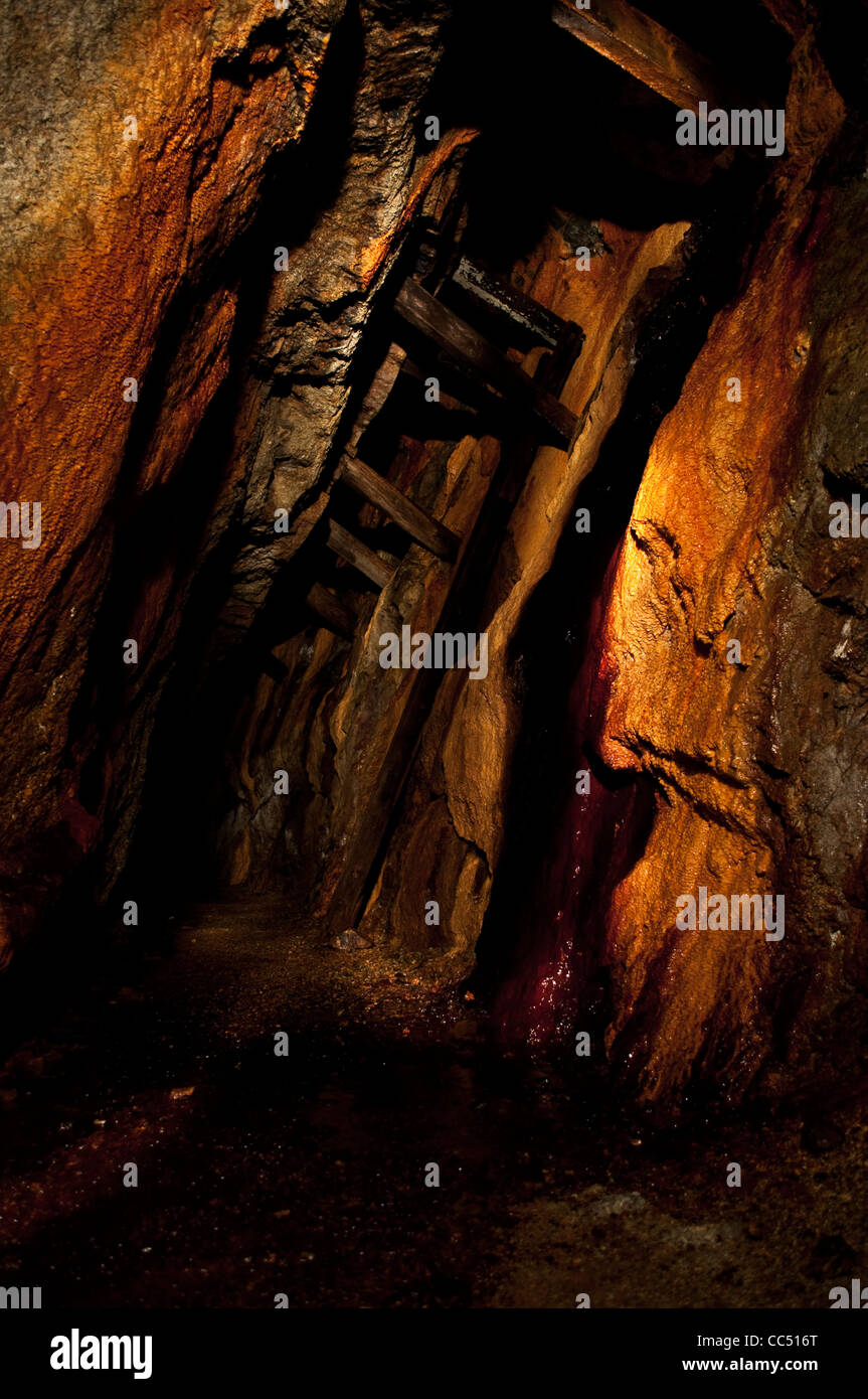 Il minerale di ferro, Mina sotterranea, Cornwall Foto Stock