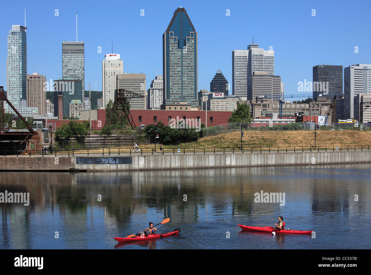 Canada Quebec, Montreal, skyline, Lachine Canal, Foto Stock