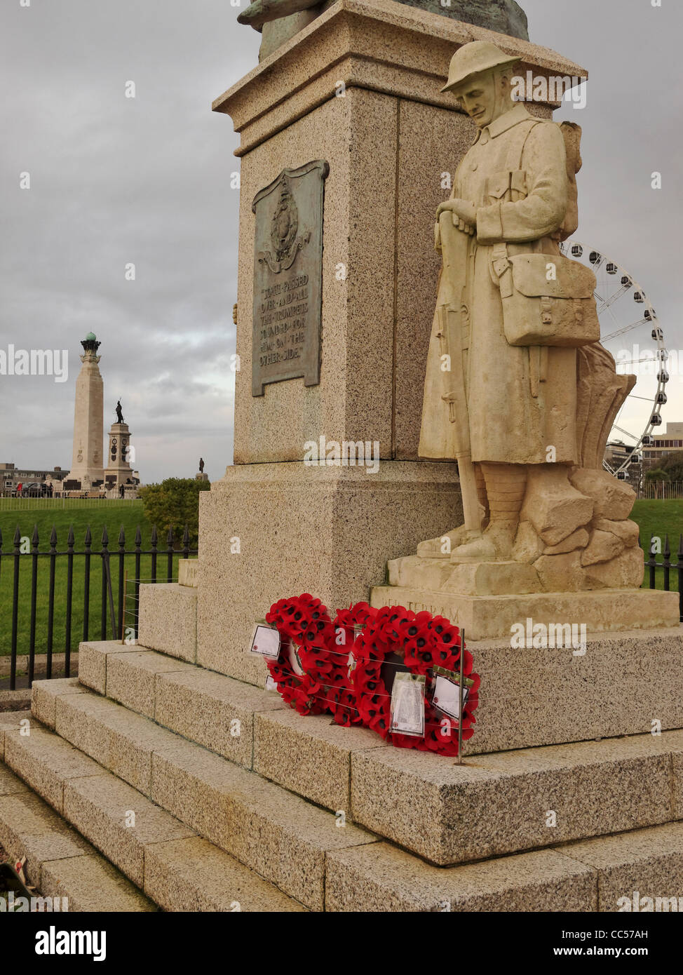 I Royal Marines War Memorial, Plymouth Hoe, Devon, Inghilterra. Foto Stock
