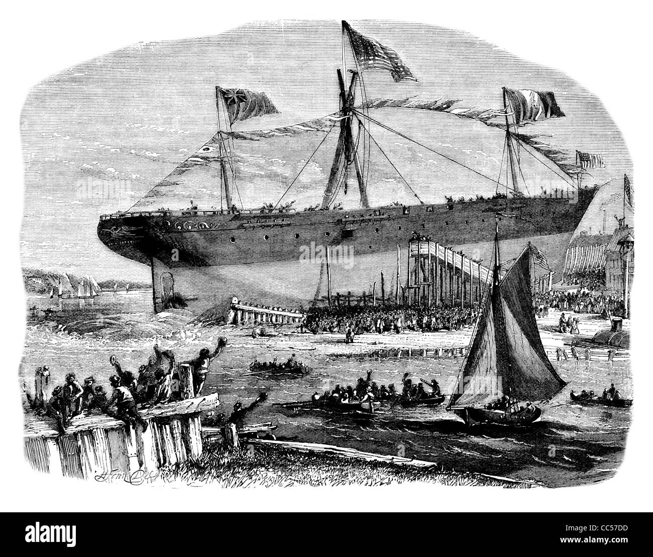 Lancio di una vite da legno vaporetto Foto Stock