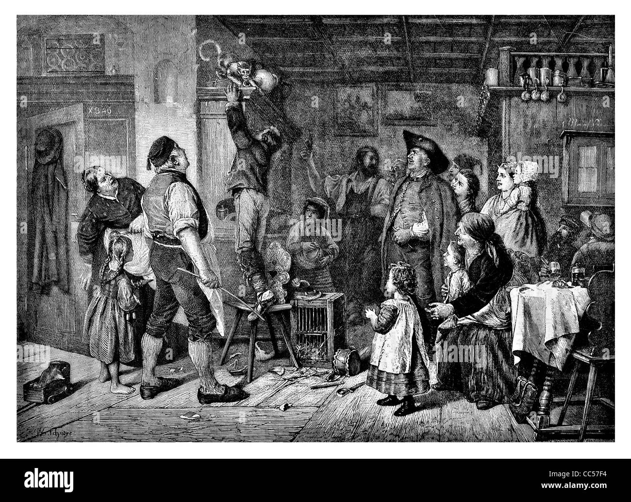 Monkey sulla sommità armadio 1886 Foto Stock