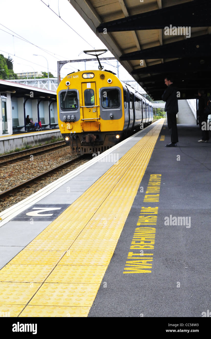 Petone stazione ferroviaria, "Lower Hutt', regione di Wellington, Nuova Zelanda. Foto Stock