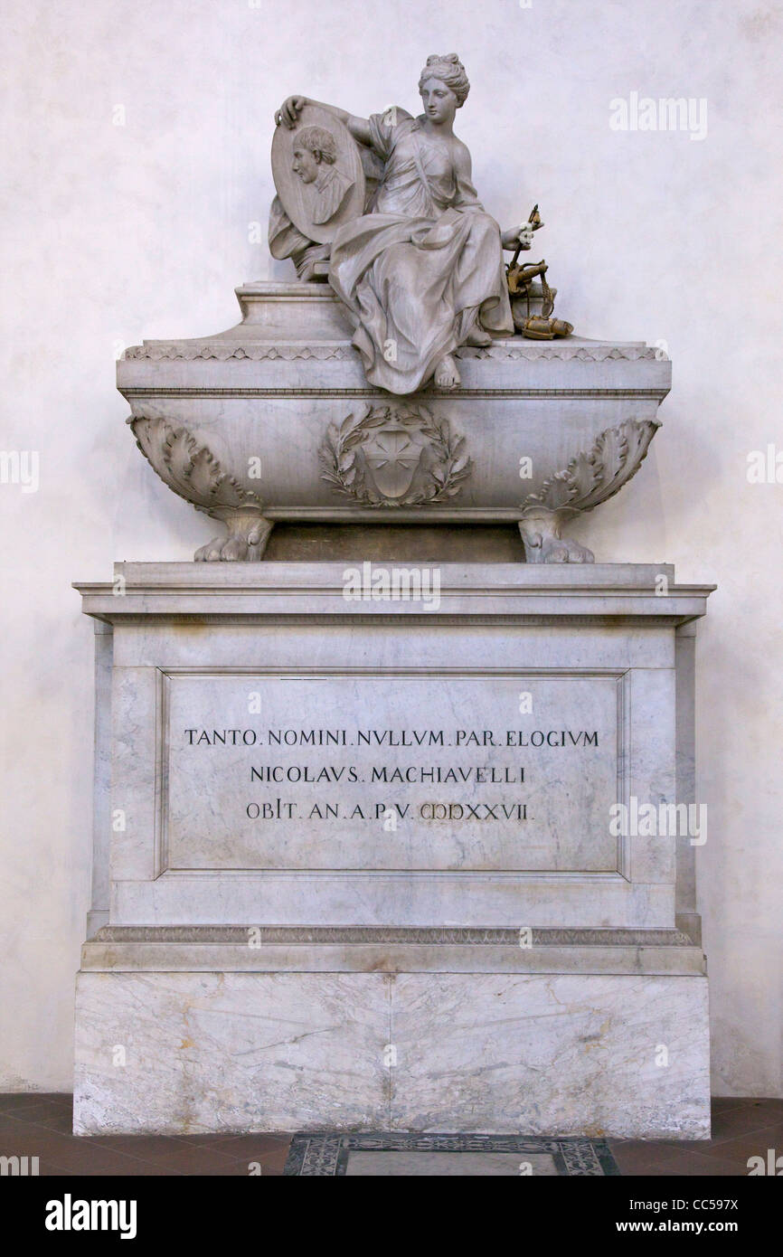 Tomba di Niccolò Machiavelli, Basilica di Santa Croce a Firenze, Toscana, Italia, Europa Foto Stock
