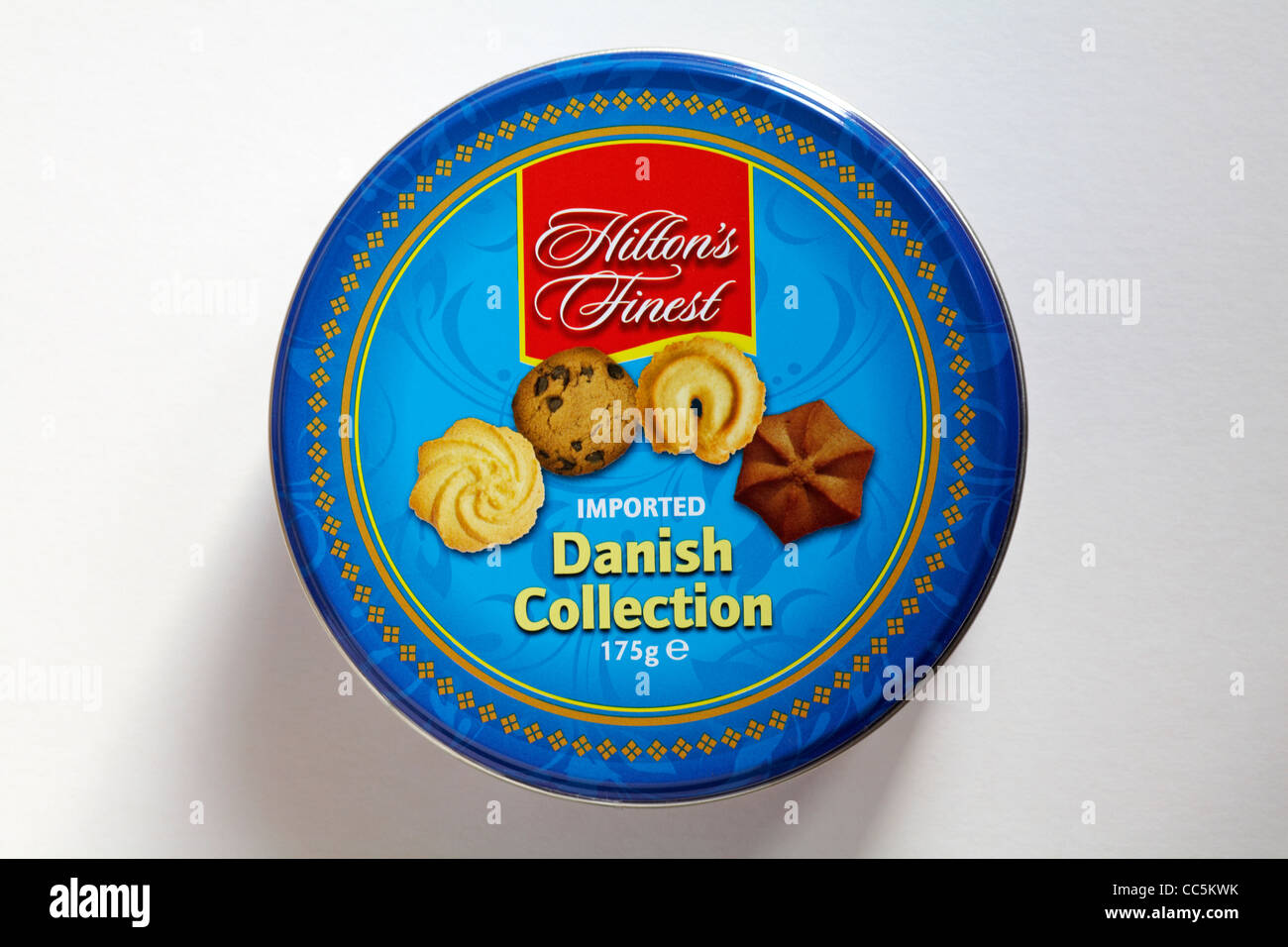 Lo stagno di Hilton's Finest importate collezione danese biscotti isolati su sfondo bianco Foto Stock