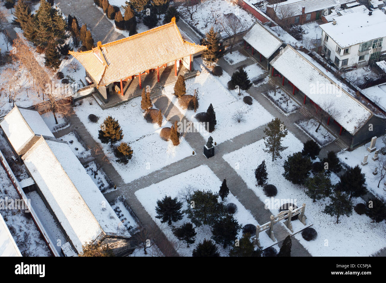 Birdseye vista del tempio confuciano, Jilin, Jilin , Cina Foto Stock