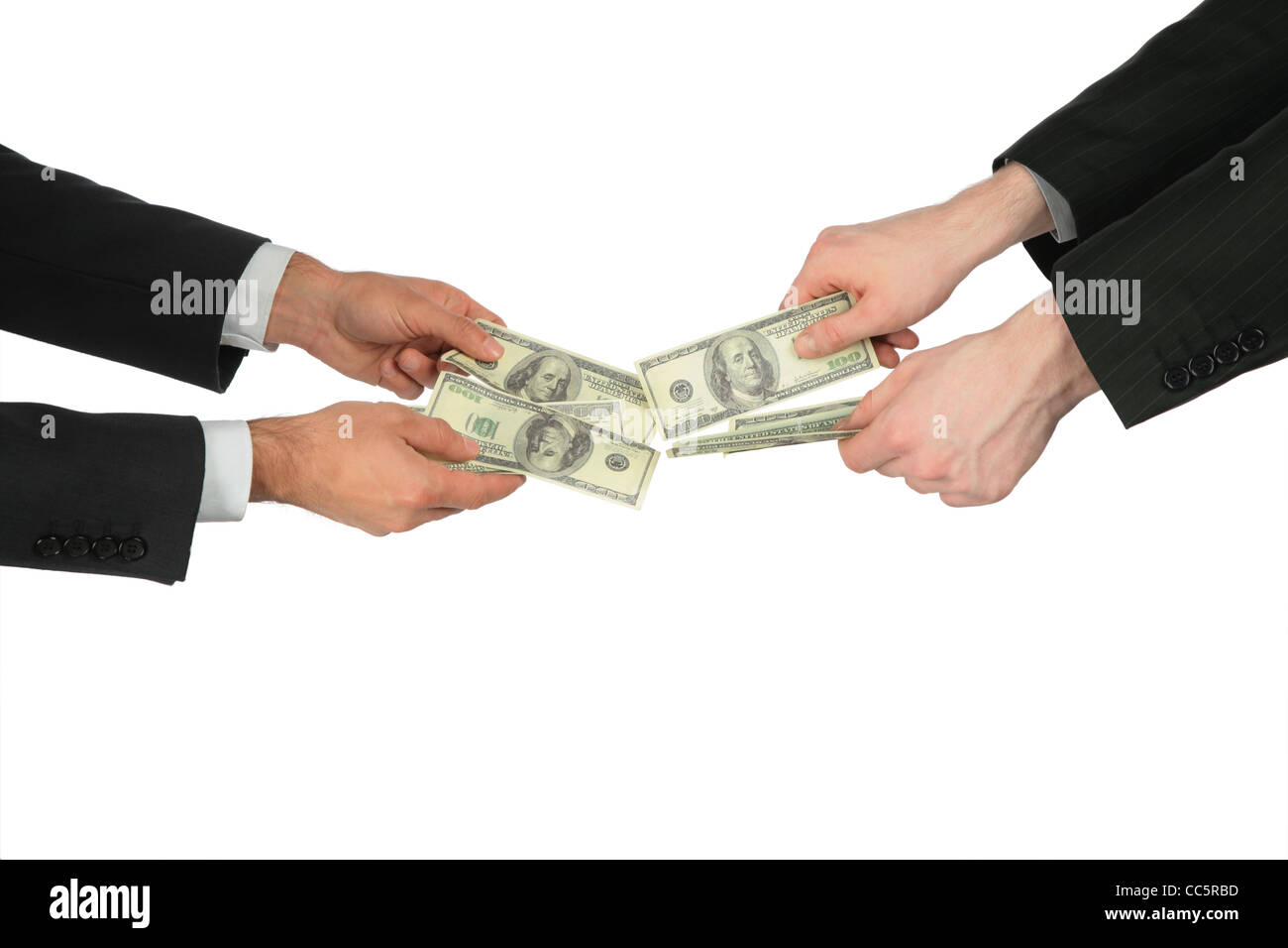 Due uomini con le mani di dollari Foto Stock